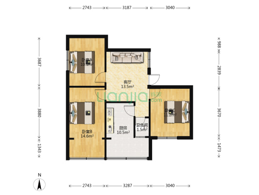 成科路1号 3室1厅1卫 73平方