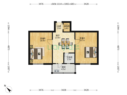 百瑞里 2室1厅1卫 49平方