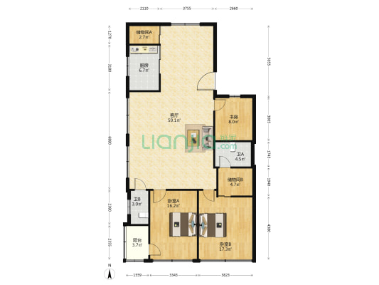 坝头村 3室1厅2卫 150平方