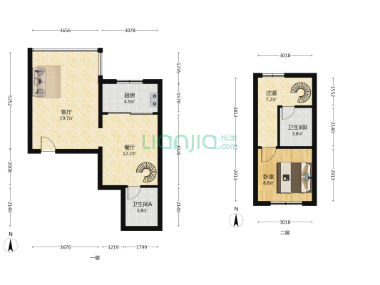 东海黄金海岸悦海苑 1室2厅2卫 86平方