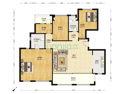 中国铁建山语城山栖 4室1厅2卫 161平方