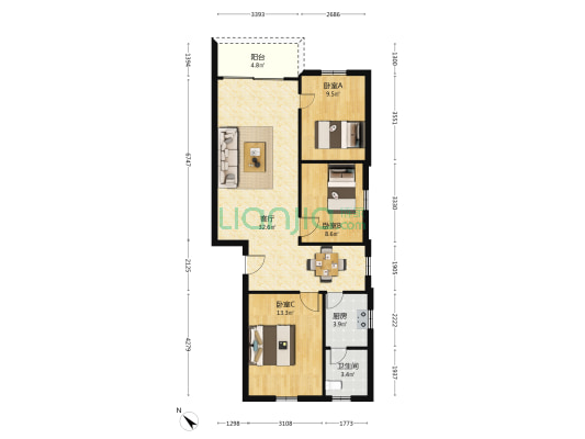 107国道清新路段604号 3室1厅1卫 93平方