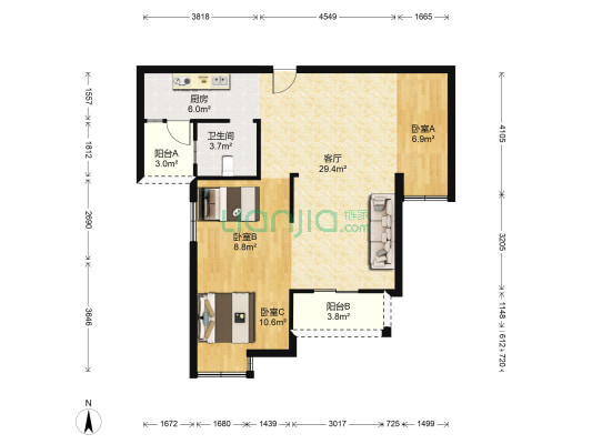 常阳武船新城 3室1厅1卫 90平方