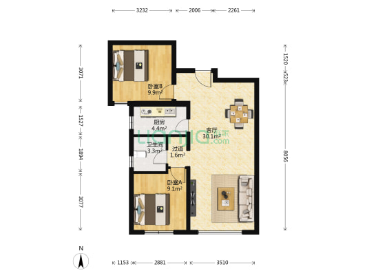 锦悦嘉苑 2室1厅1卫 81平方