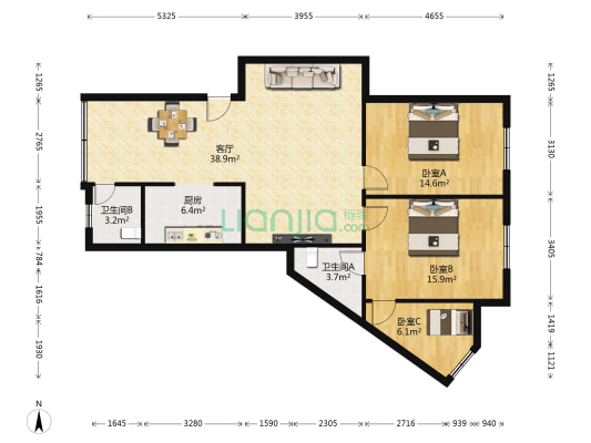 一环南路423号 3室1厅2卫 112平方