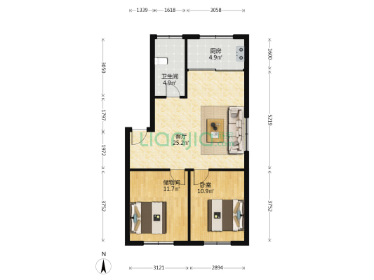水仙花园二区 1室1厅1卫 75平方