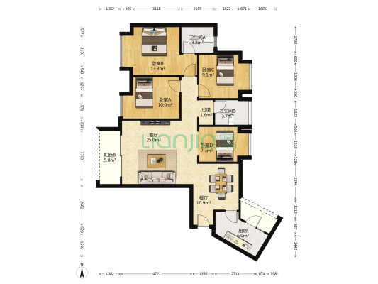 中央国际书香里 4室2厅2卫 120平方