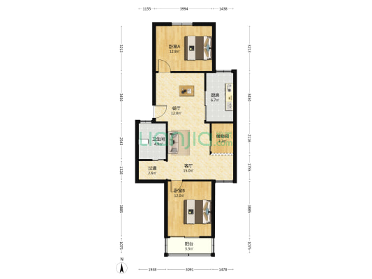 六安路187号 2室2厅1卫 89平方