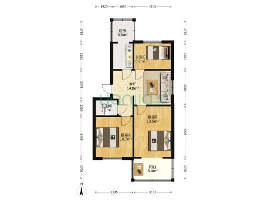 太原市高级技工学校家属院 3室1厅1卫 72平方