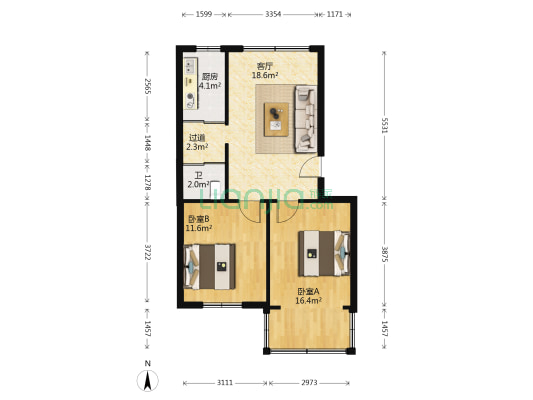 前进路265号 2室1厅1卫 89平方