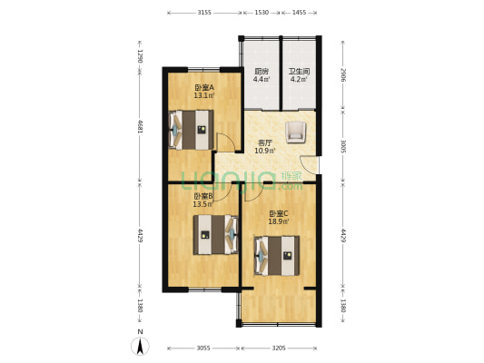 孝肃路227号 3室1厅1卫 75平方