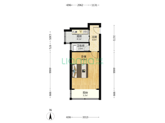 中街子小区 1室0厅1卫 36平方