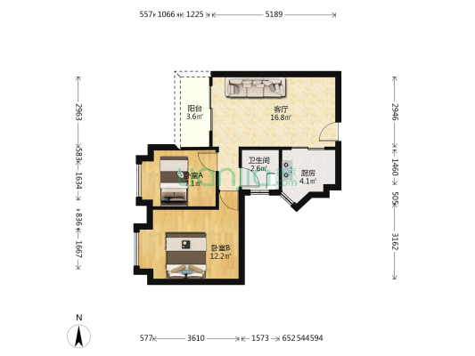 凯茵豪园 2室1厅1卫 58平方