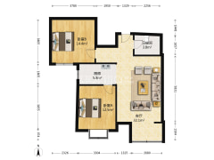 联合七号院 精装两居室 业主诚心出售 看房随时-涿州联合七号院户型图