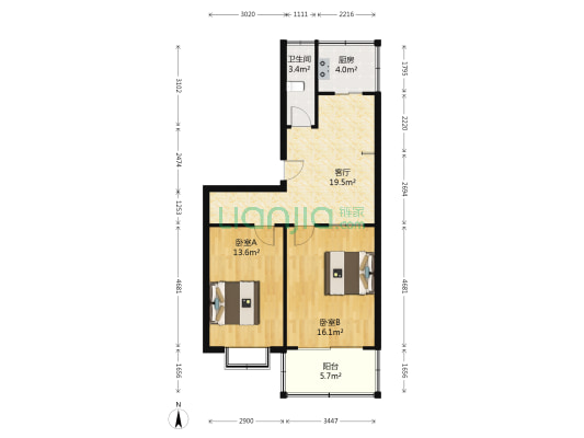 山东警察学校 2室1厅1卫 70平方