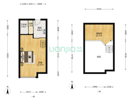 嘉莱假日公寓 1室0厅1卫 43平方