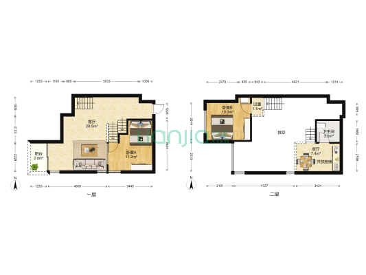 江南•香格里拉 2室2厅1卫 91平方