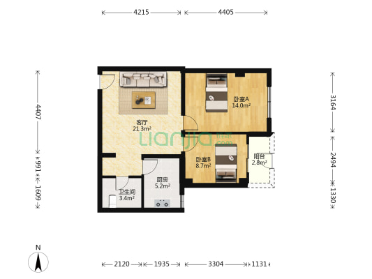 宝康苑 2室1厅1卫 71平方
