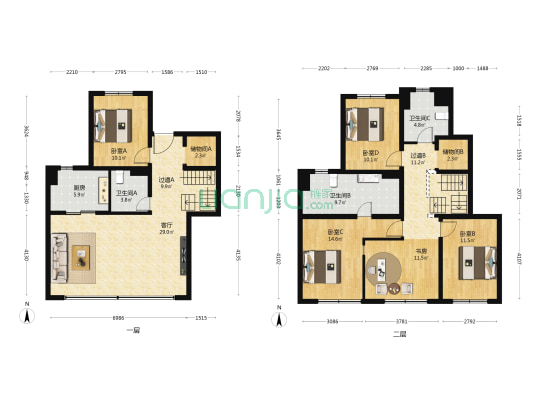 龙湖云河砚 5室1厅3卫 180平方