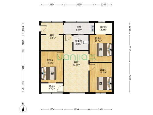 林业小区 3室2厅1卫 86平方