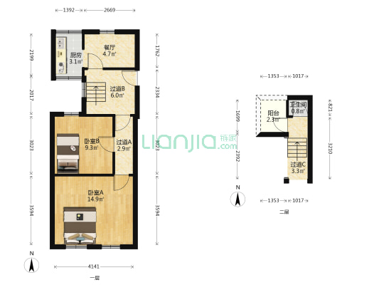 积福新里 2室1厅1卫 38平方