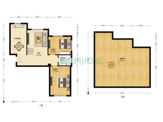万祥园 2室1厅1卫 95平方