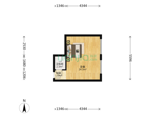凯旋莲湖公馆 1室0厅1卫 42平方