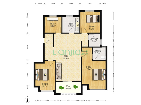 水韵佳苑 4室1厅2卫 113平方
