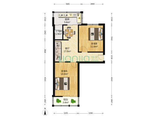 津浦东街15号 2室1厅1卫 58平方