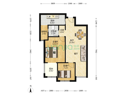 银杏院社区 2室1厅1卫 79平方