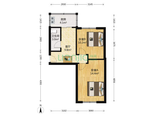 狮慈社区 2室1厅1卫 53平方