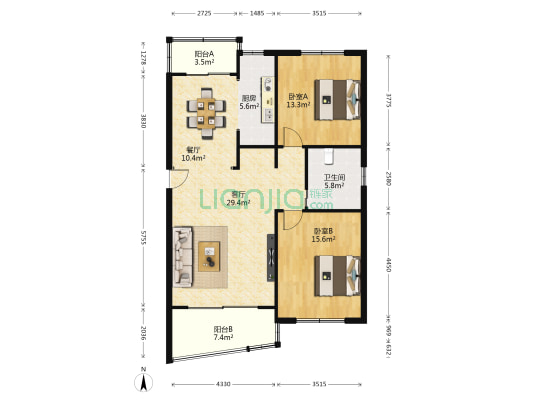 康惠苑 2室2厅1卫 102平方