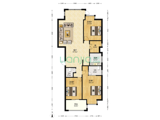 欣隆盛世状元府 3室1厅2卫 135平方