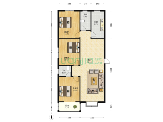 荣城尚府 3室1厅2卫 138平方
