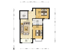 房本满二 两居室一天没住毛坯随意装修 中楼层全天采光-涿州香邑溪谷上园户型图