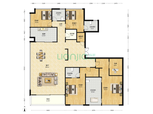 德信御临云峰 5室1厅4卫 340平方