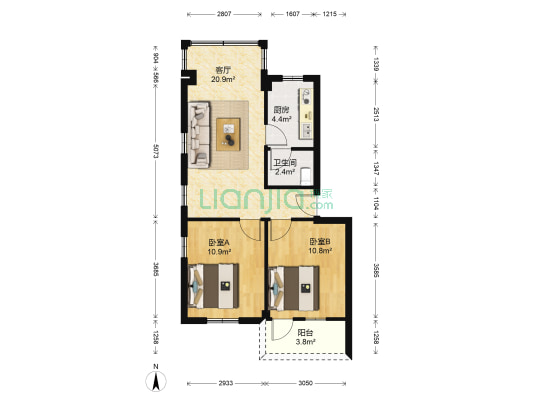 居士地1号之二大院 2室1厅1卫 70平方