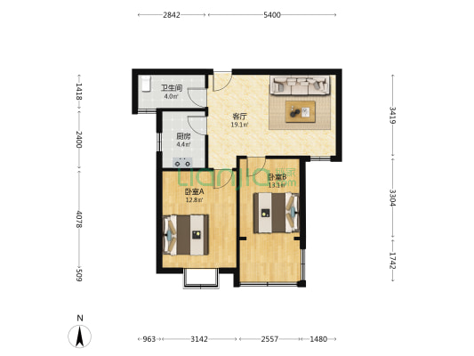 新谷家园 2室1厅1卫 65平方