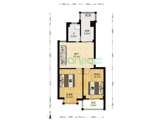 盛世嘉苑 2室1厅1卫 61平方