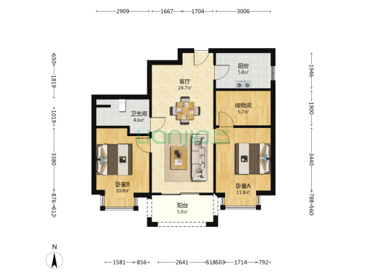 金色小镇 2室1厅1卫 98平方