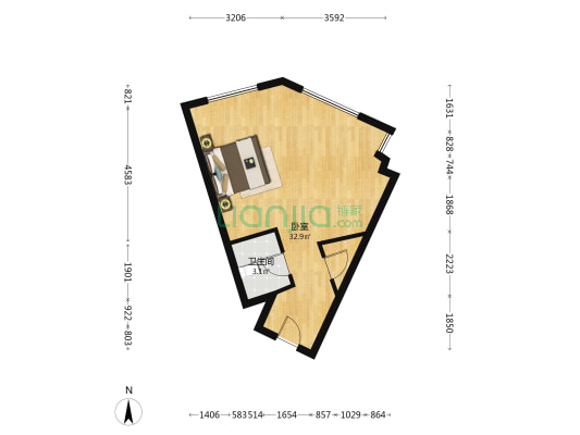 公园8090 4米8层高 大窗户 采光好 买一层带一层-户型图