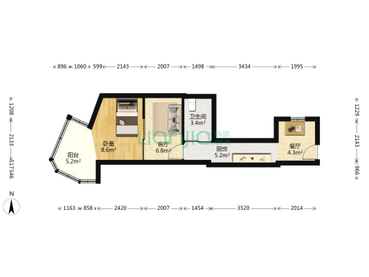 谈家渡路19号 1室2厅1卫 40平方