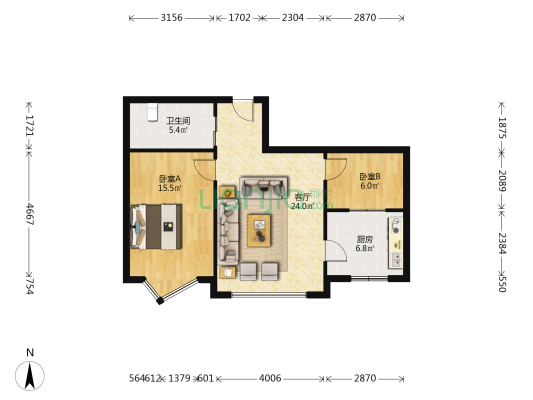 森洋大厦 2室1厅1卫 78平方