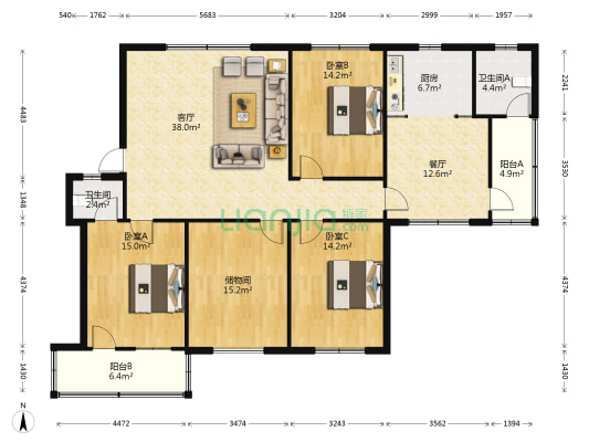 信江东路13号 3室2厅2卫 146平方