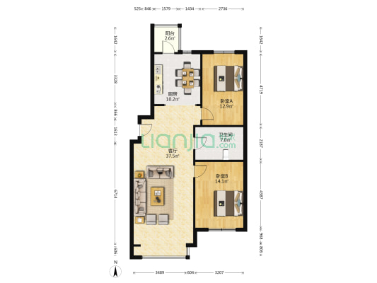 担保公司综合楼 2室1厅1卫 127平方