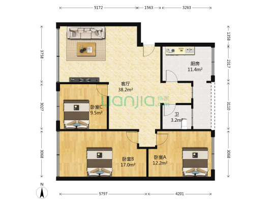 书院路一段167号 3室1厅1卫 112平方
