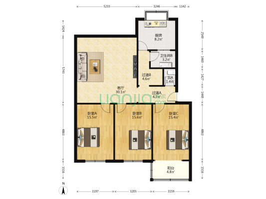 广武路35号 3室1厅2卫 123平方