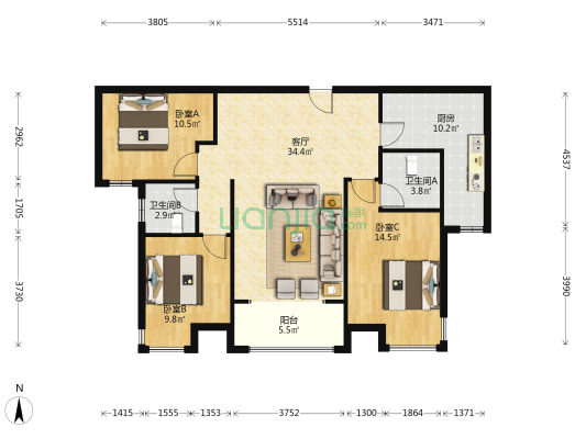 高品质生活需要高品质的房屋，金品值得拥有的好房子-户型图