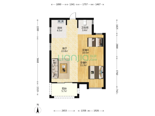 中庚东金 2室1厅1卫 74平方