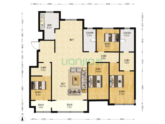 盛唐悦府 4室1厅2卫 184平方